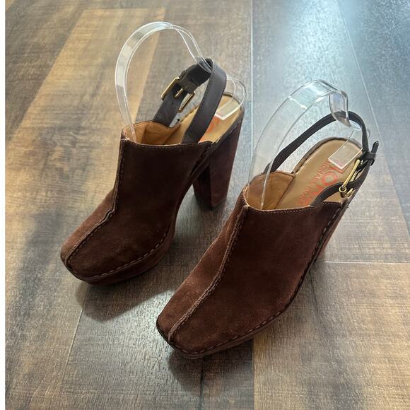 Michael Kors Brown Suede Platform Slingback Clogs Women’s Size 8 - Picture 3 of 12